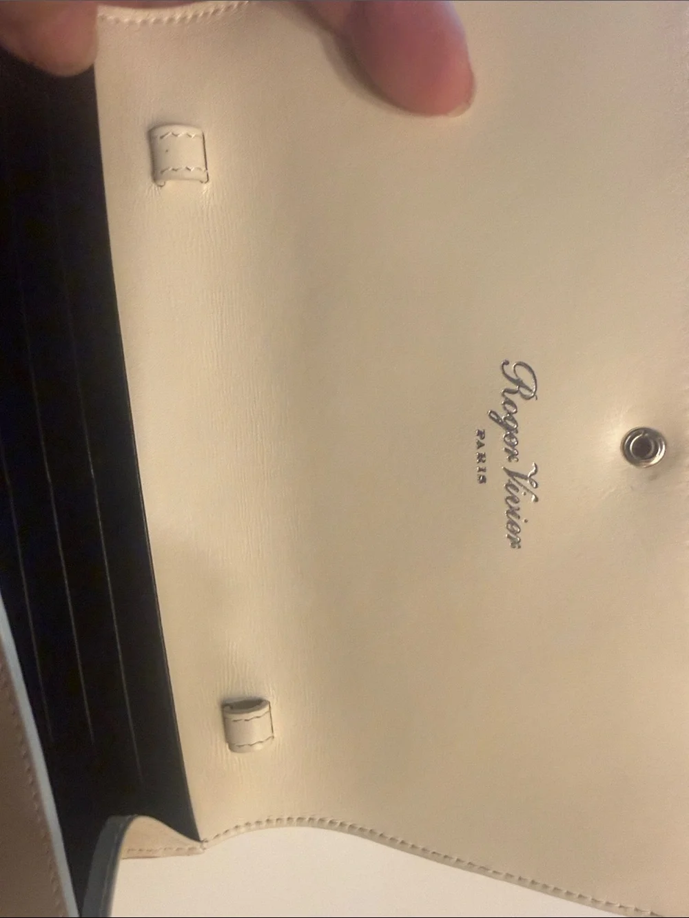 Roger Vivier Cream Leather Wallet with Black 'Love' Applique and Red Heart